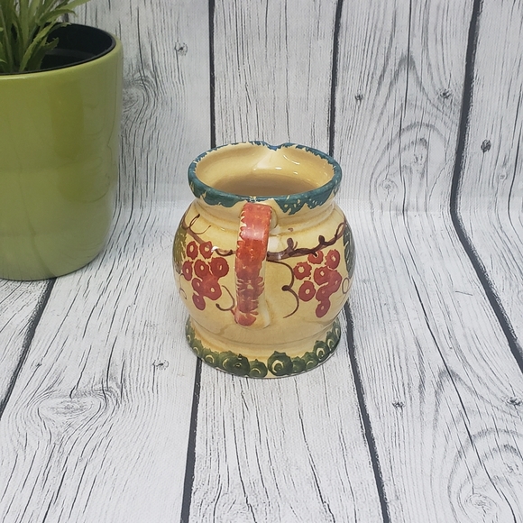 ITALICA ARS Hand Painted Pottery Small Creamer Pitcher Leaves Made in ITALY 4” - Picture 2 of 7